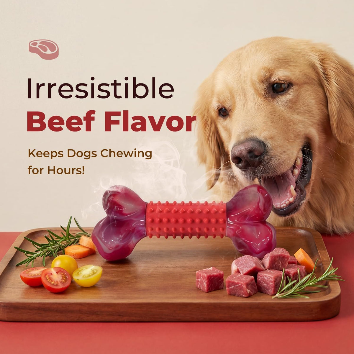 🐶Indestructible Dog Chew Toy for Aggressive Chewers Beef Flavor
