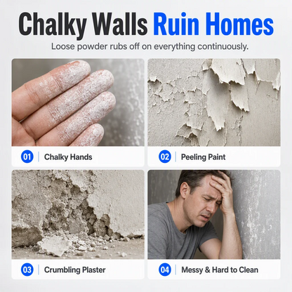# Wall Repair Liquid  ### Stop Crumbling Walls Before They Get Worse  Seal dusty, chalky and weak wall surfaces with an easy-to-apply repair solution — no complicated tools or professional skills required.