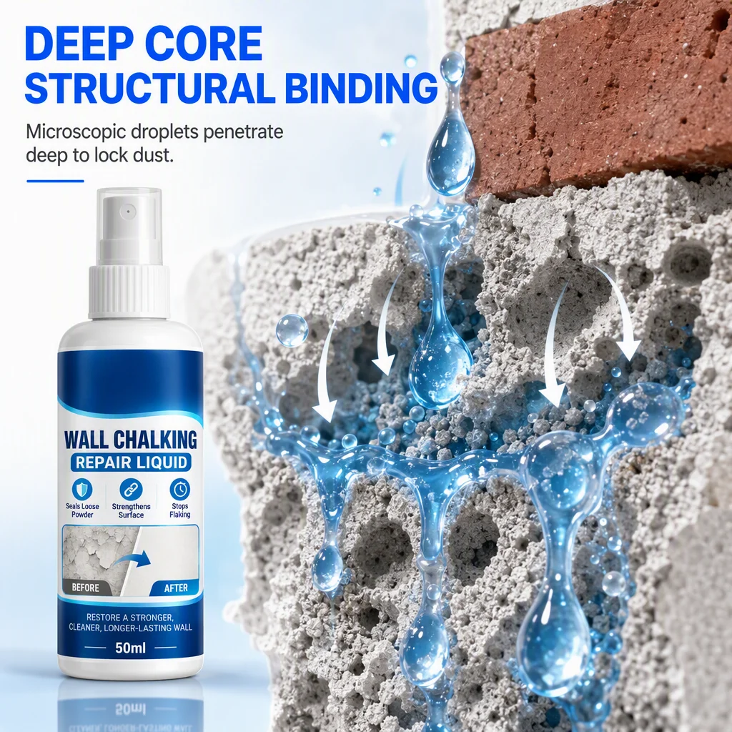 # Wall Repair Liquid  ### Stop Crumbling Walls Before They Get Worse  Seal dusty, chalky and weak wall surfaces with an easy-to-apply repair solution — no complicated tools or professional skills required.