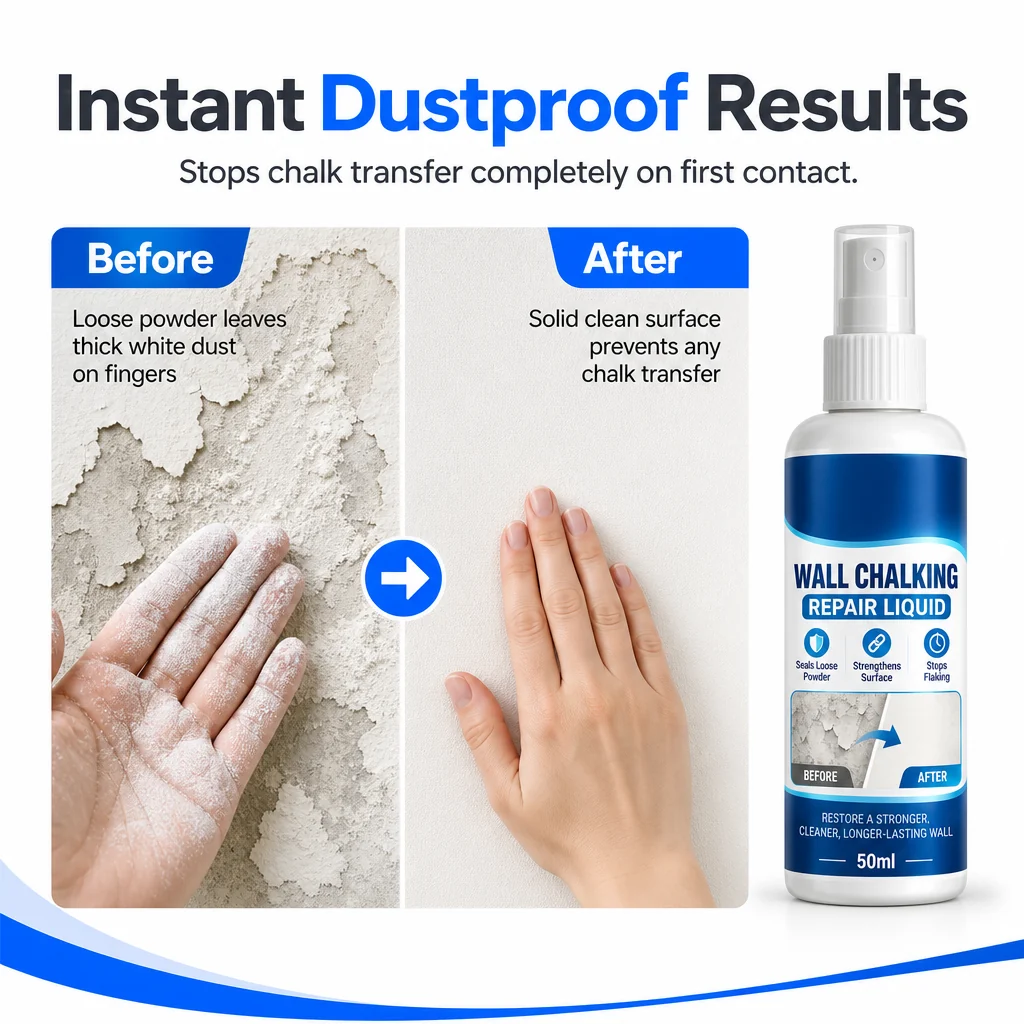 # Wall Repair Liquid  ### Stop Crumbling Walls Before They Get Worse  Seal dusty, chalky and weak wall surfaces with an easy-to-apply repair solution — no complicated tools or professional skills required.